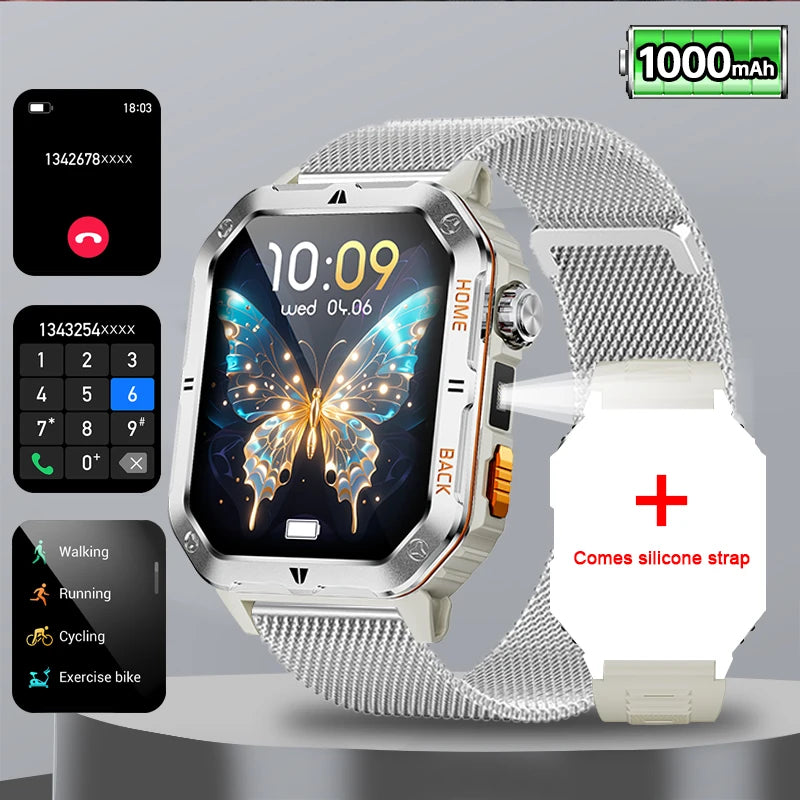 Smart Watch 2.01 Inch Screen Bluetooth Call 1000mAh Voice Assistant Watch Sport Fitness 3ATM Waterproof Smartwatch For Men 2025