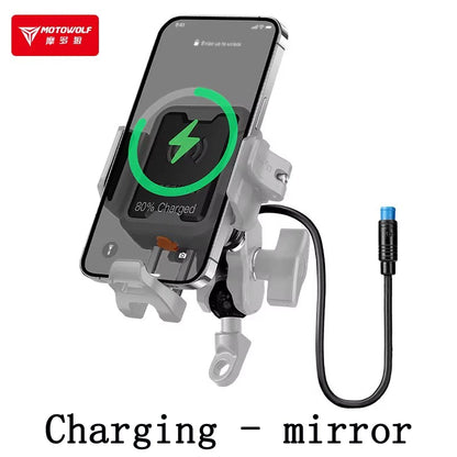 MOTOWOLF Motorcycle Riding Shock-Absorbing Phone Holder Type-c Charger Adjustable Anti-Theft Quick Release Navigation Bracket