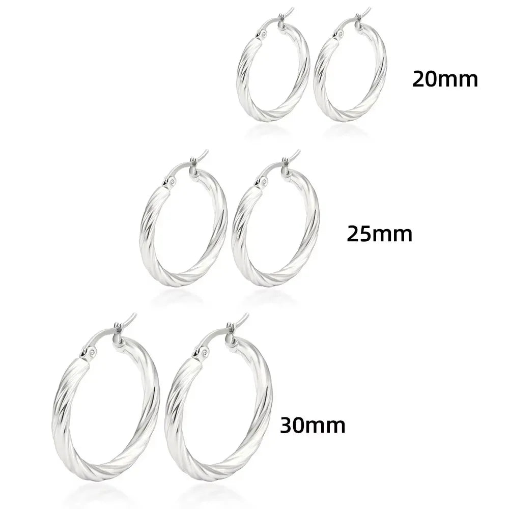 3pair/set Simple Twist Circle Round Hoop Earrings for Women Waterproof Stainless Steel Huggie Ear Buckle Statement Jewelry 2025
