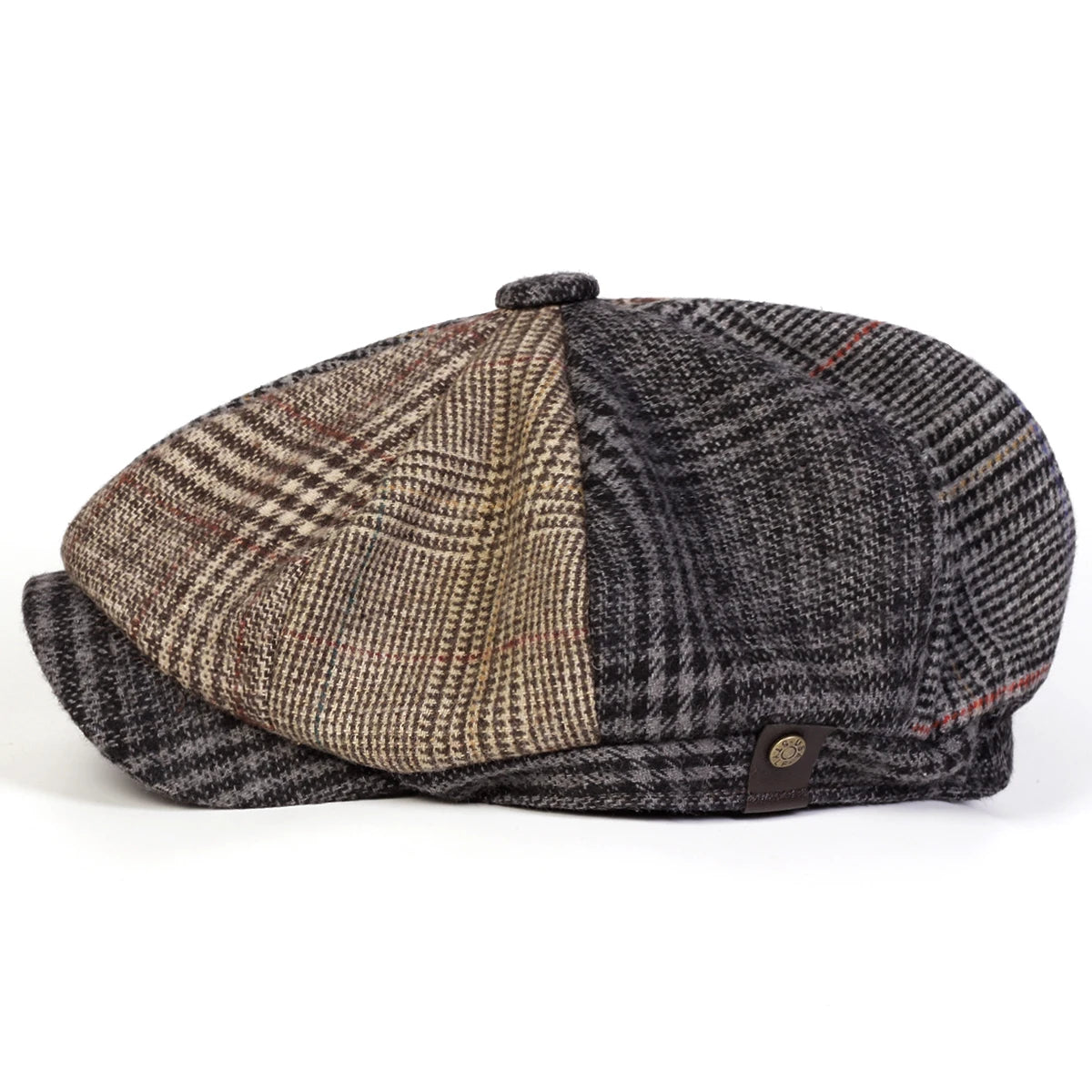 Unisex Retro Grid Stitching Newsboy Caps Men British Painters Hats Spring and Autumn Berets Hip Hop Berets