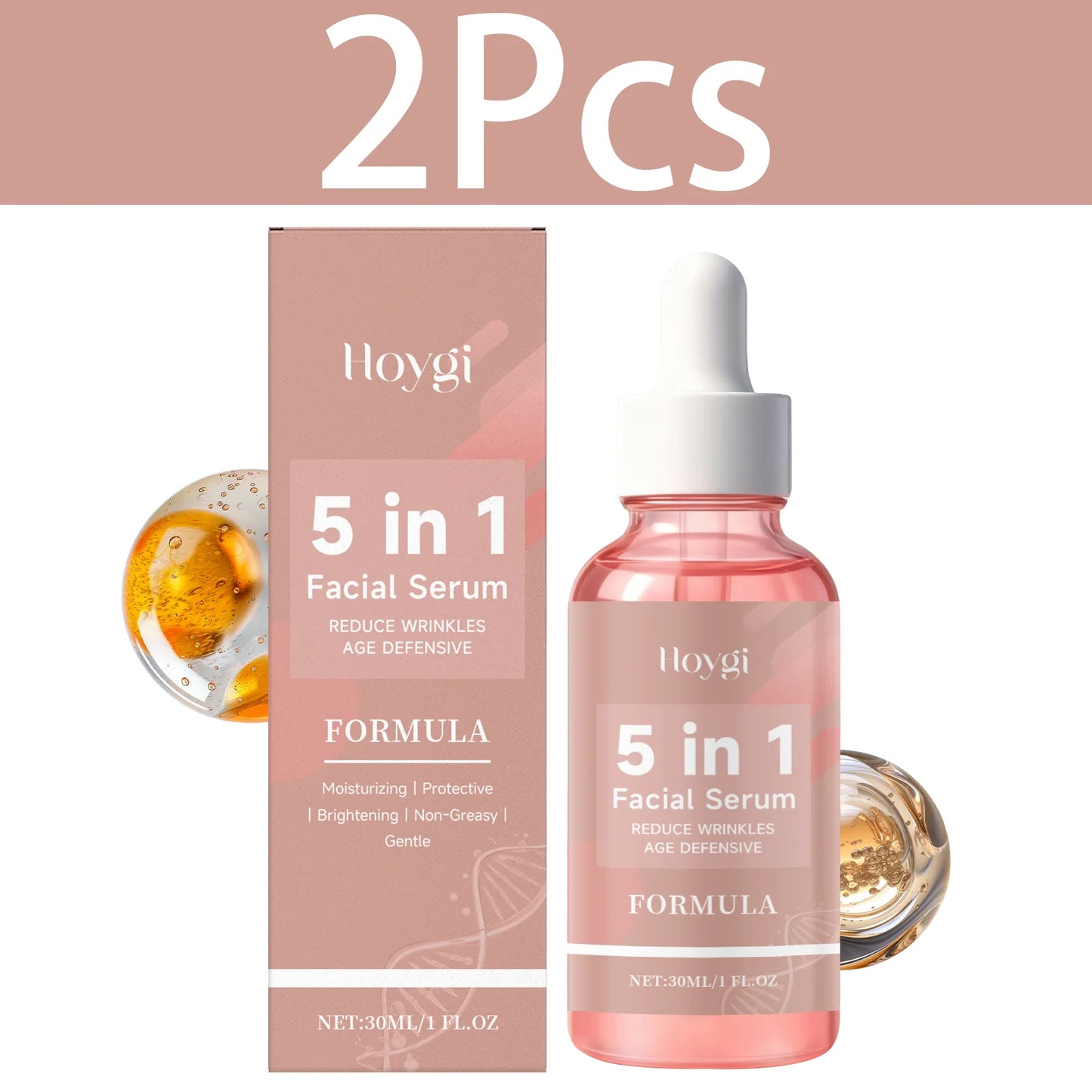 HOYGI 5 In 1 Fade Fine Lines Firming Face Serum Moisturizing Brightning Vitamin E Collagen Facial Essence Shrink Pores Skin Care