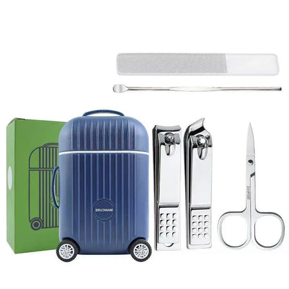 Mini Suitcase Nail Clippers Set Stainless Steel Nail Care Tool Makeup Grooming Gift Kit Portable Beauty Care Accessories