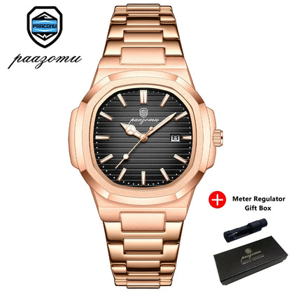 PAAZOMU Top Luxury Brand Man Watch Sports Waterproof Luminous Date Men Wristwatch Square Dial Quartz Men's Watches High Quality