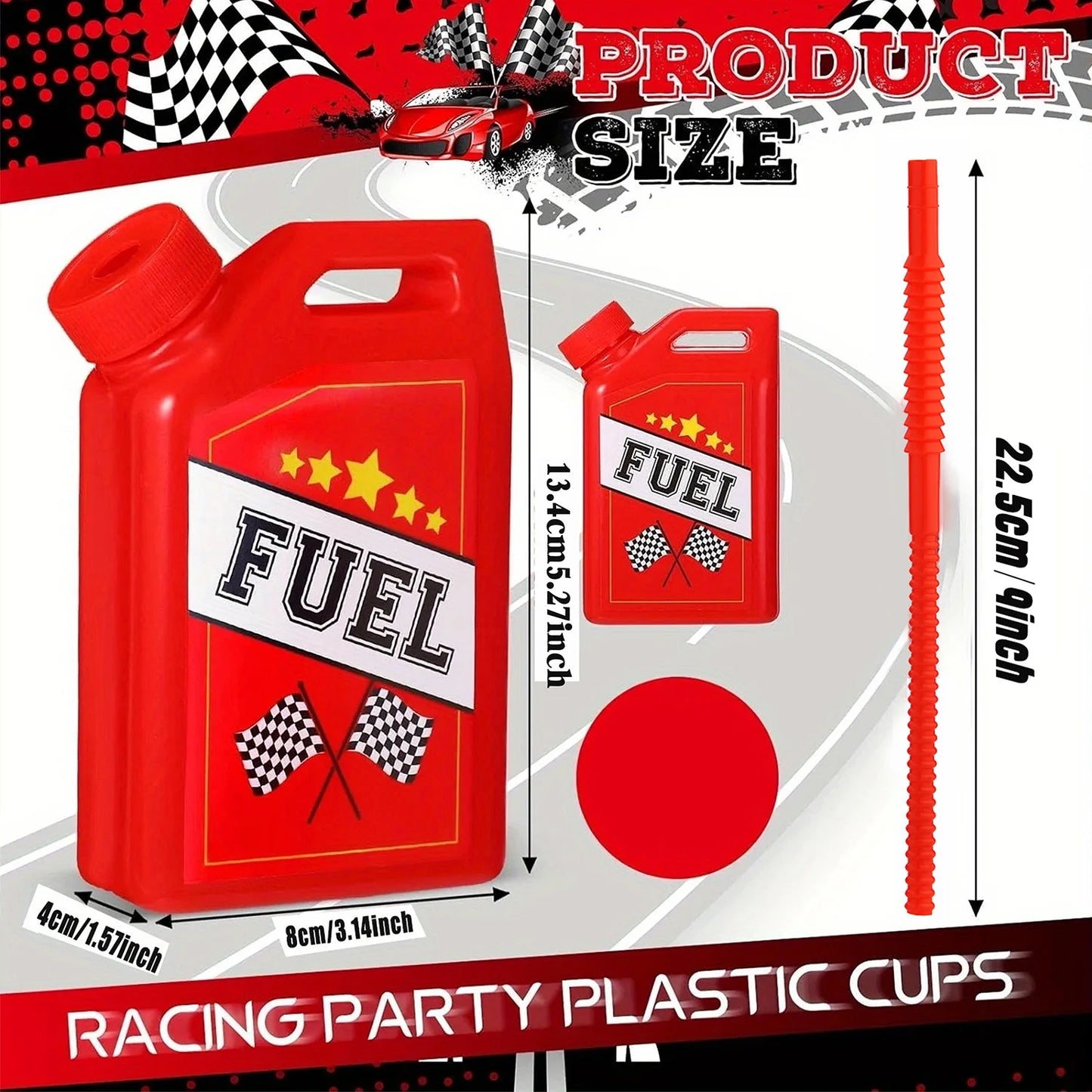 Race Car Cups, Drinking Cups with Straw Race Car Birthday Party Supplies Party Decorations for Kids Racing Car Theme