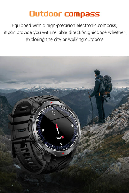 2026 New Smart Watch Men with Flashlight Sports 3ATM Waterproof 1100 mAh Large battery BT Call  Man for Android iOS Smartwatch