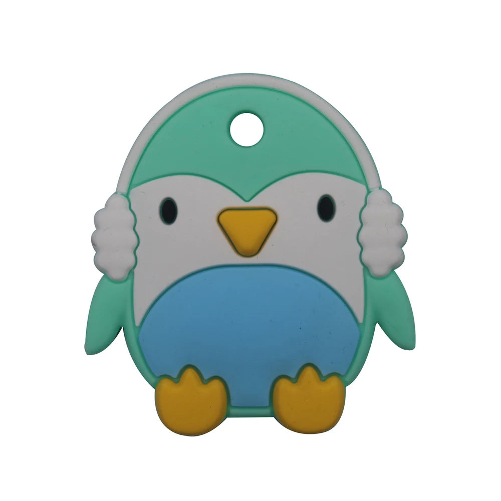 Baby Teethers Silicone Teething Toy 1pc DIY Pacifier Clips Accessories Cartoon Penguin  Kids Product Food Grade Silicone Goods