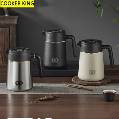 COOKER KING 1L Stainless Steel Thermal Carafe Flask Jug, Vacuum Insulated Coffee Pot For Keeping Hot/Cold Coffee, Tea, Water