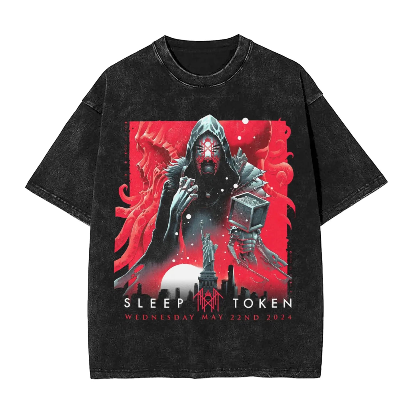 Sleep Rock Music Tokensd Even In Arcadia T Shirt Hip Washed Short Sleeve High Street T-Shirt Fashion for Men Women Streetwear