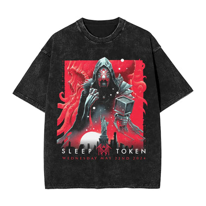 Sleep Rock Music Tokensd Even In Arcadia T Shirt Hip Washed Short Sleeve High Street T-Shirt Fashion for Men Women Streetwear