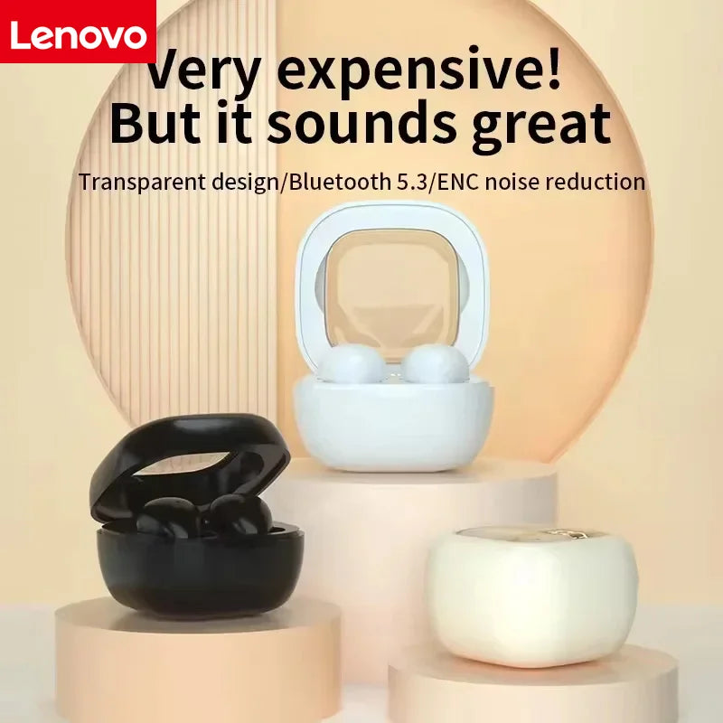 Lenovo Ultra Mini Bluetooth Earphones, Dual-Ear Sleep Gaming Earphones, Wireless in-Ear Noise Cancelling, HiFi Sound Quality