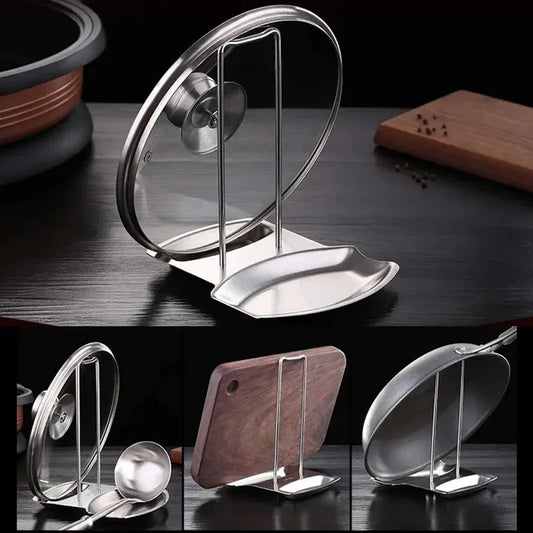Stainless Steel Detachable Pot Lid Rack, Multifunctional Kitchen Utensil Holder for Spatula & Spoon, Pan Cover Storage Shelf