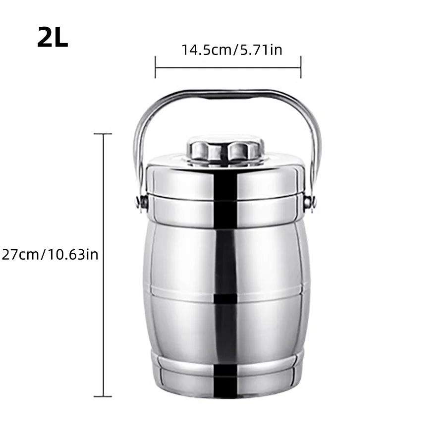 Stainless Steel Insulation Barrel Portable Insulated Lunch Box Drum Shape 3 Layer Round Lunch Box Stainless steel thermal Pot