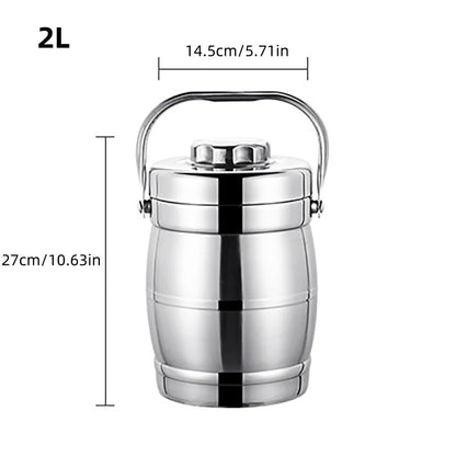 Stainless Steel Insulation Barrel Portable Insulated Lunch Box Drum Shape 3 Layer Round Lunch Box Stainless steel thermal Pot