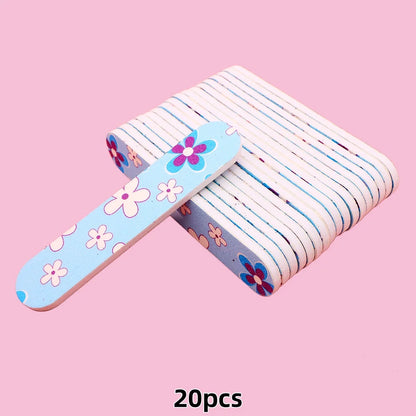 20pcs 9cm Cartoon Printed Emery Board Nail Files Beauty Assorted Cute Patterns Double Sided Manicure Pedicure Tools Nail Care