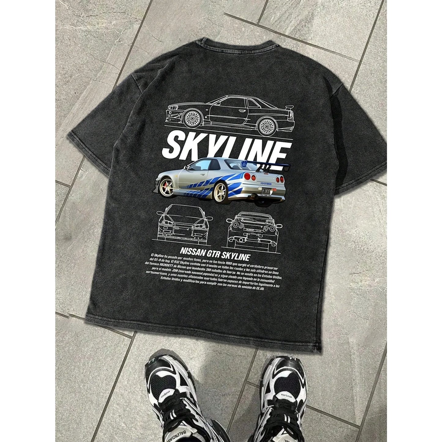 Mens Cotton T Shirt Casual Summer Short Sleeve Racing Car Graphic Print JDM Style Streetwear Comfortable Fashion Daily Wear Top