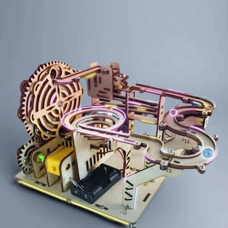 DIY 3D Wooden Puzzle Ball Track Mechanical Puzzle Self-Assembly Toy STEAM Educational Toy Model Making Children's And Adult Gift