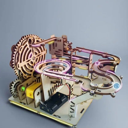 DIY 3D Wooden Puzzle Ball Track Mechanical Puzzle Self-Assembly Toy STEAM Educational Toy Model Making Children's And Adult Gift