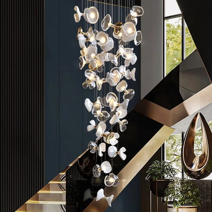 BOSSEN Light Luxury Dimmable Green Crystal Glass Chandelier Pendant Light White Gold Stainless Steel for Living Room decor