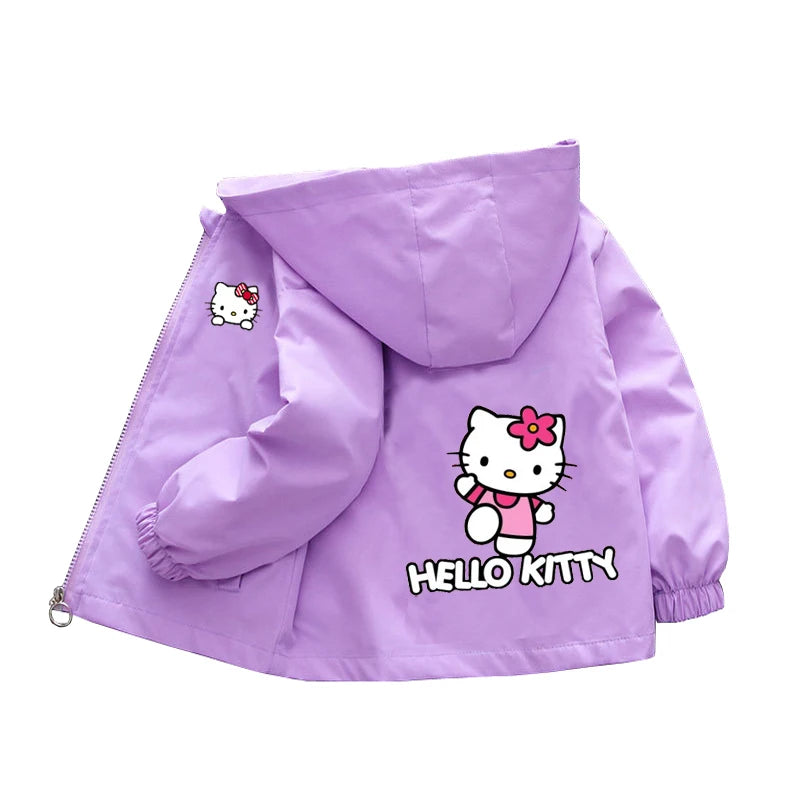 Sanrio kuromi Children Girls Hooded Jacket Coat 2026 Autumn Baby Boy Cartoon Cars Long Sleeve Casual Clothing Kids Outerwear