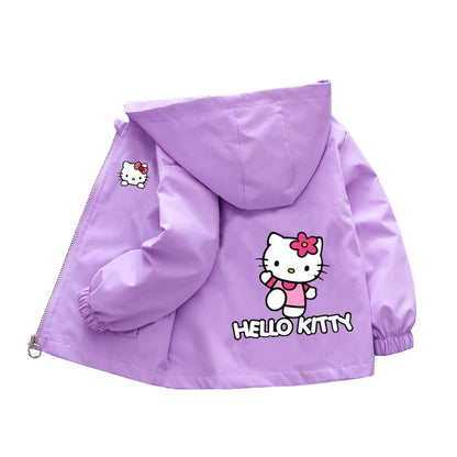 Sanrio kuromi Children Girls Hooded Jacket Coat 2026 Autumn Baby Boy Cartoon Cars Long Sleeve Casual Clothing Kids Outerwear