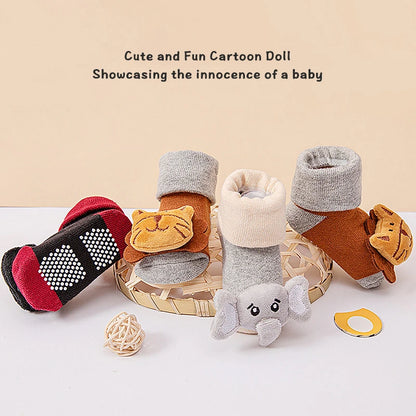 Cartoon Animals Baby Socks Spring Autumn Newborn Middle Tube Sock Non-slip Children Floor Socks Cute Boys Girls Footwear 0-1Year