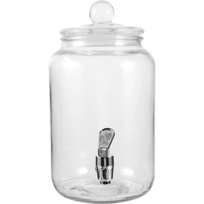 Beverage Dispenser with Faucet Transparent Glass Jar Aesthetic Table Decor for Cold Drinks Red Wine Tea Pitcher