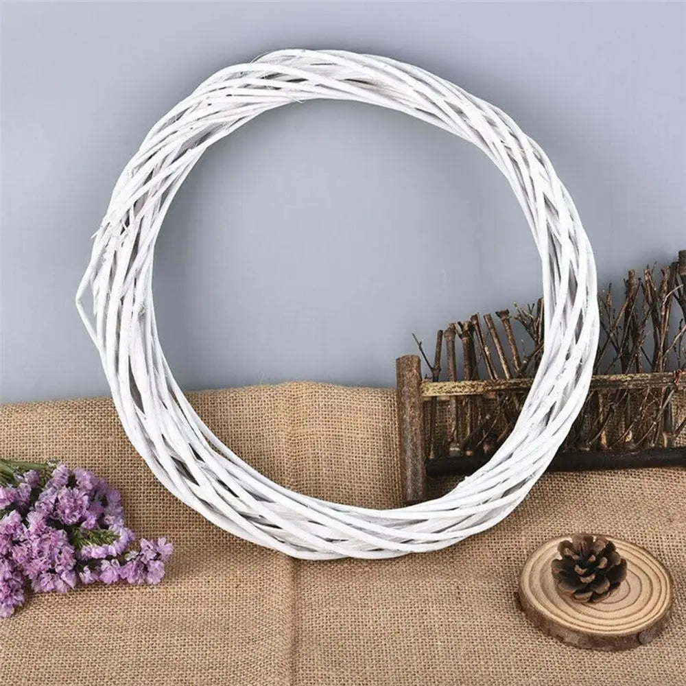 10-30CM Christmas Rattan Ring White Wreath Garland Hanging Vine Ring DIY Craft Xmas Ornaments Xmas Party Decorations