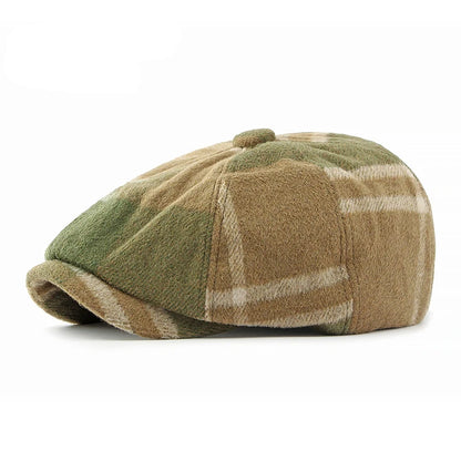 British Tweed Flat Cap for Men Retro Herringbone Newsboy Cap Octagonal Hat Women Autumn Winter Detective Cabbie Beret Hat Autumn
