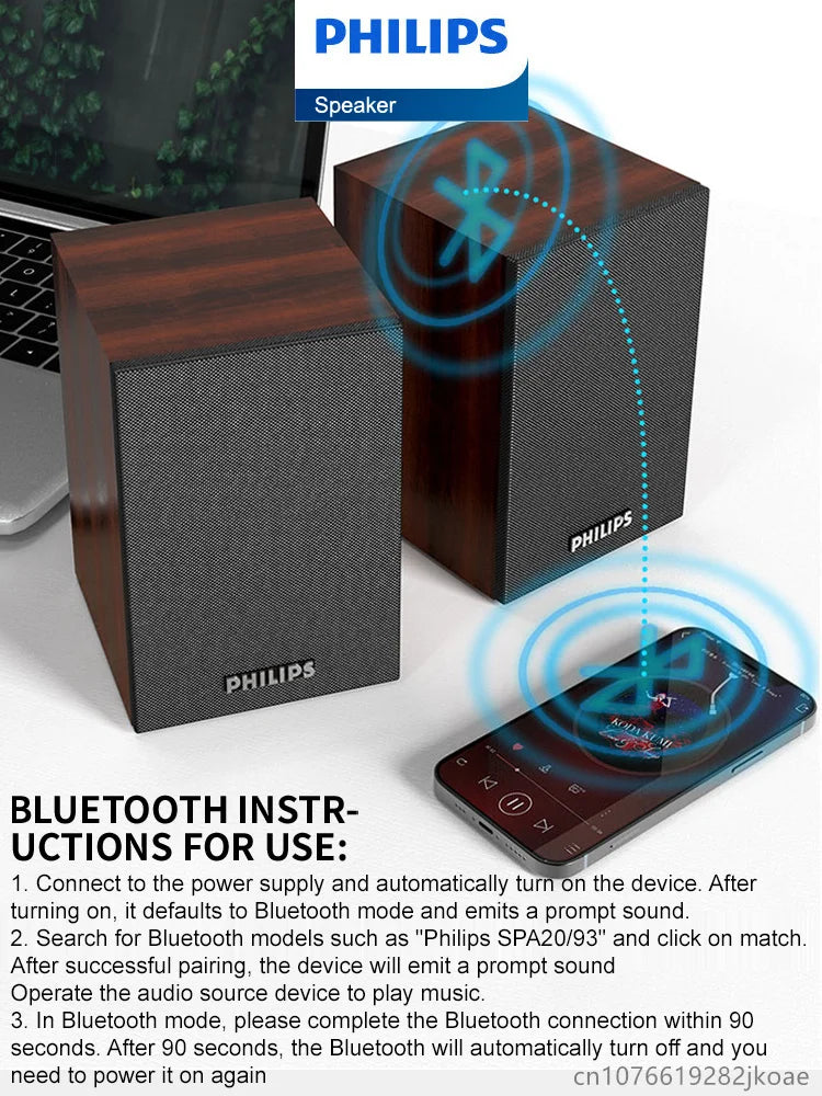 Philips SPA20 Bluetooth Speakers Indoor Portable Wireless Loudspeaker Music Player With Microphone HiFi Stereo Sound Subwoofer