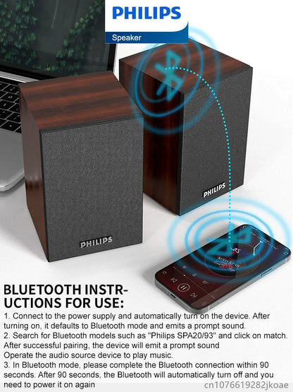 Philips SPA20 Bluetooth Speakers Indoor Portable Wireless Loudspeaker Music Player With Microphone HiFi Stereo Sound Subwoofer