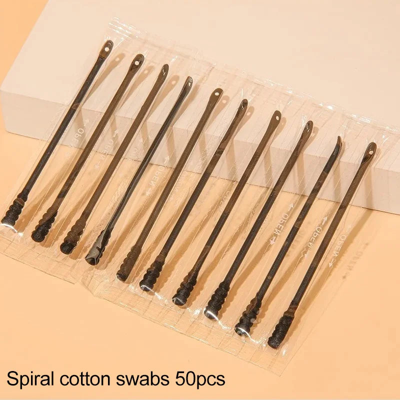 100/50Pcs Blackhead Remover Swabs Disposable Double-Headed Spiral Cotton Swab Individually Packaged Ear Picks Health Beauty Tool