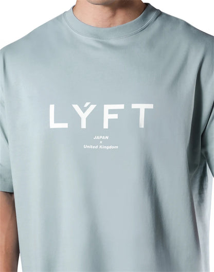 LYFT New Gym Short Sleeve Mens T Shirt Loose Fitness Muscle Men Tee Breathable Sports Training Shirts Casual Crew Neck Men's Top