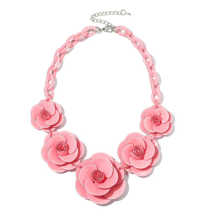 Blucome 2022 New Acrylic Flower Shape Necklace Female Exaggerated Clavicle Sweater Necklace Unique Women Girls Pendant  Jewelry