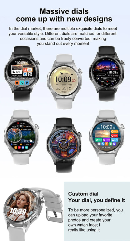 2025New Smart Watch Men Full Circle HD Screen Wireless Call Smartwatch Call Reminder GPS Sports Track Bracelet Music Clock+ Gift