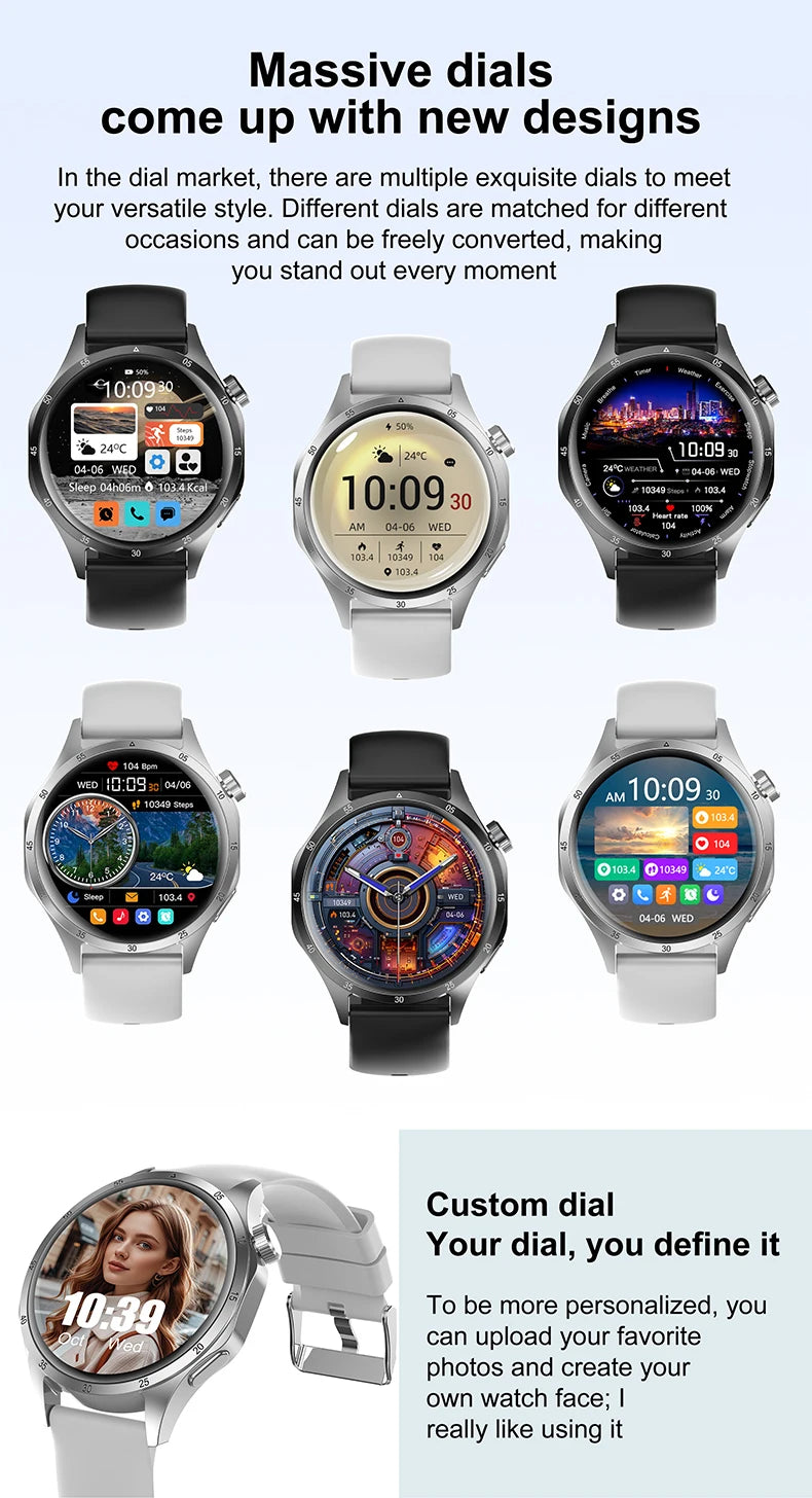 2025New Smart Watch Men Full Circle HD Screen Wireless Call Smartwatch Call Reminder GPS Sports Track Bracelet Music Clock+ Gift