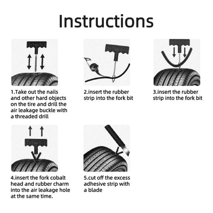 Car Motorcycle Tire Repair Tool Tire Repair Kit Studding Set Auto Bike Tubeless Tire Tyre Puncture Plug Tools with Rubber Strip