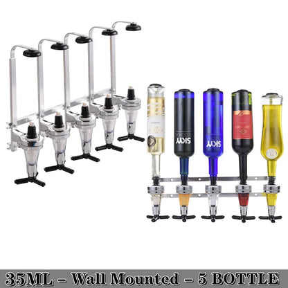 Alcohol Liquor Dispenser 1-6 Bottle Wall Rotating, Mounted Cocktail Shaker Stand Whisky Wine Beer Alcohol Bar Beverage Dispenser