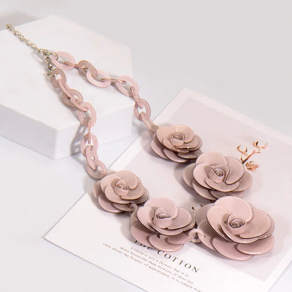 Blucome 2022 New Acrylic Flower Shape Necklace Female Exaggerated Clavicle Sweater Necklace Unique Women Girls Pendant  Jewelry