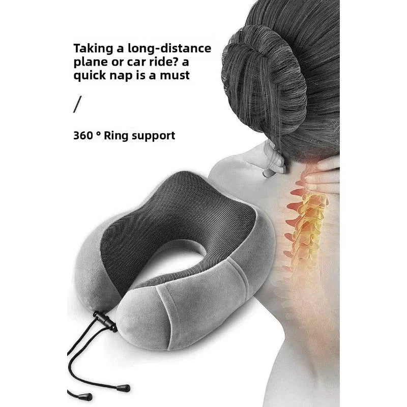 New Memory Cotton U-shaped Neck Pillow Massage Function Soft Travel Companion Suitable for Airplane Car and Neck Support