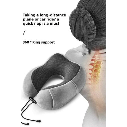 New Memory Cotton U-shaped Neck Pillow Massage Function Soft Travel Companion Suitable for Airplane Car and Neck Support