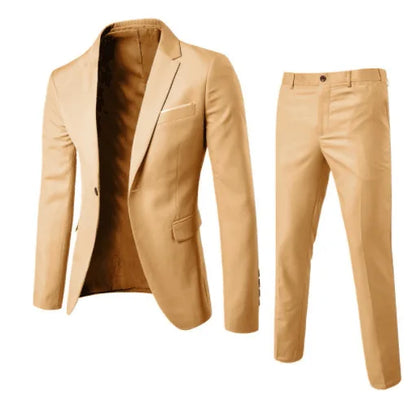 Business Casual Men's Two-Piece Suit Set Wedding Groomsmen Pure Color Formal Wear Spring Summer Autumn Winter New Arrival
