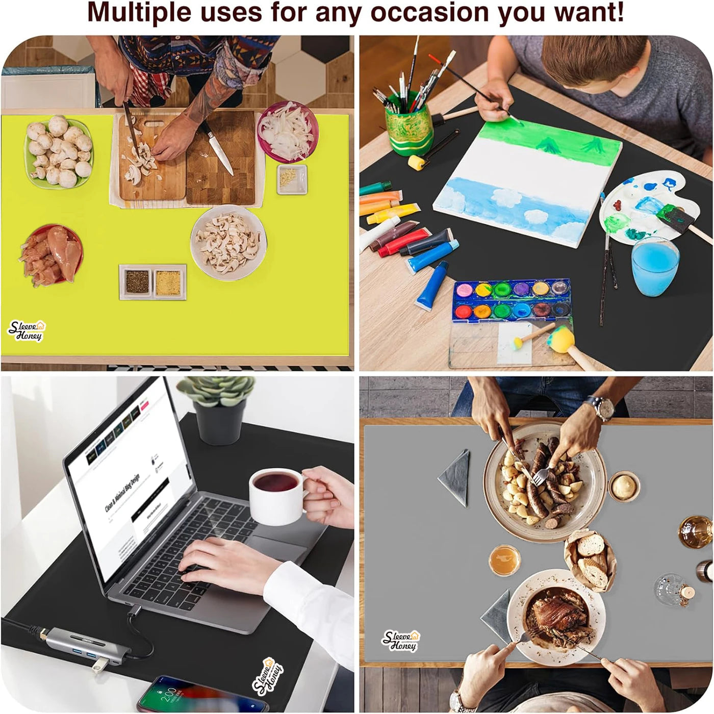 100cm Extra Large Silicone Mat Placemat Vinyl Table Heat Insulation Anti-Slip Washable Kitchen Dining Countertop Protector Pad