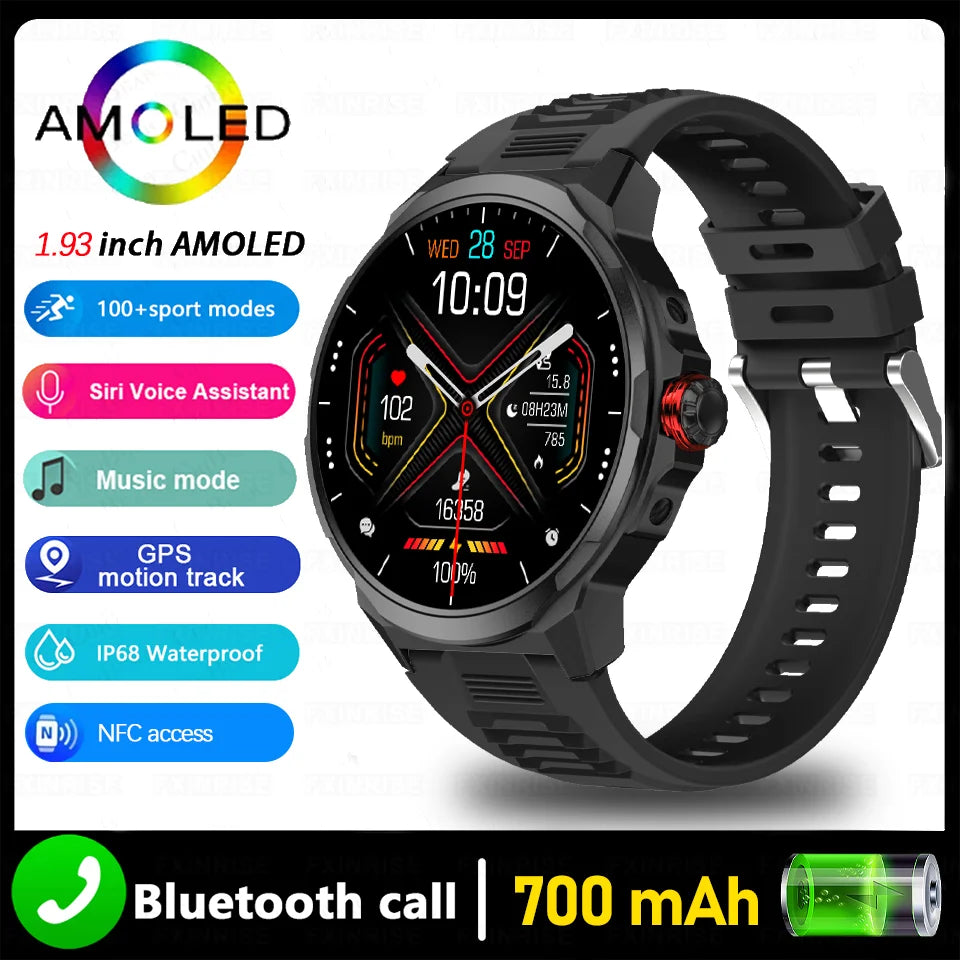 [New 2026] SK50 NFC 1.93 inch Smart Watch Ultra HD AMOLED Display Voice Calling 100+ Sports Modes 24H Health Monitor Smartwatch