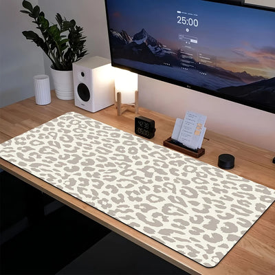 XL/XXL Computer Keyboard and Mouse Pad Beige Brown Leopard Office Home Gaming Setup Gaming Desk Accessories Carpet Mouse Mat