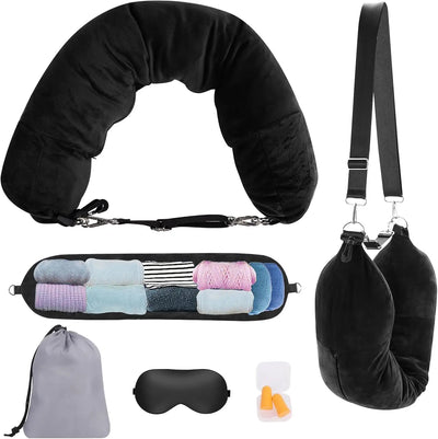 Multi-Functional Fillable Neck Pillow Lycra Fabric Stuff with Clothes, Portable Travel Bag Neck Support Pillow U Shape Pillow