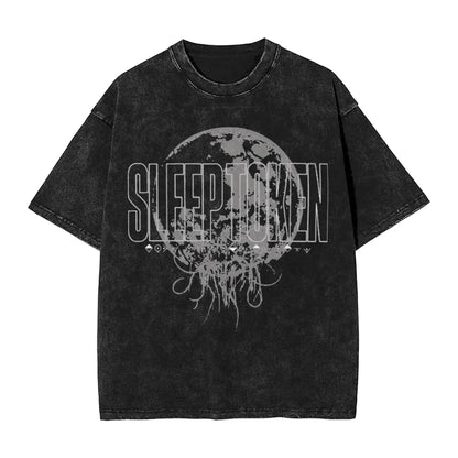 Sleep Rock Music Tokensd Even In Arcadia T Shirt Hip Washed Short Sleeve High Street T-Shirt Fashion for Men Women Streetwear