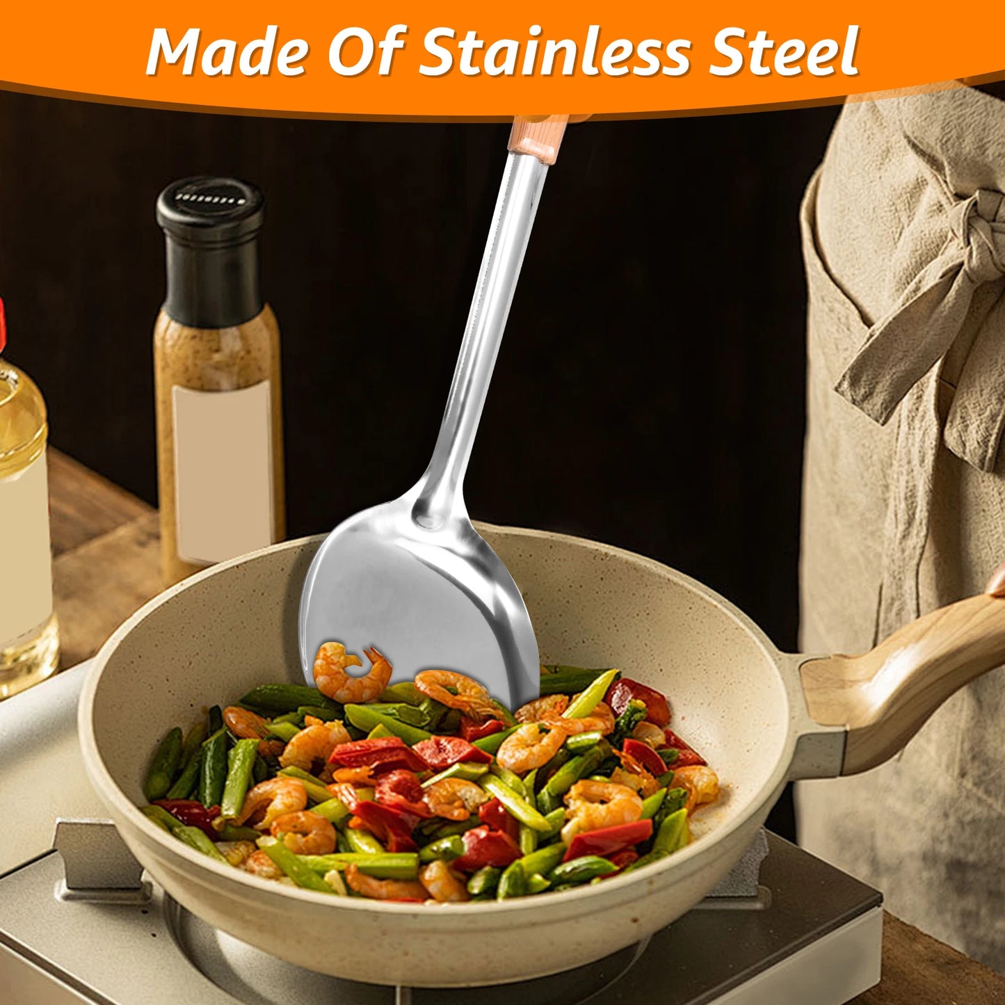 5/10 Pcs Stainless Steel Cooking Utensil Set Heat Resistant Easy Cleaning Kitchen Gadget for Home Restaurant Cooking Accessories