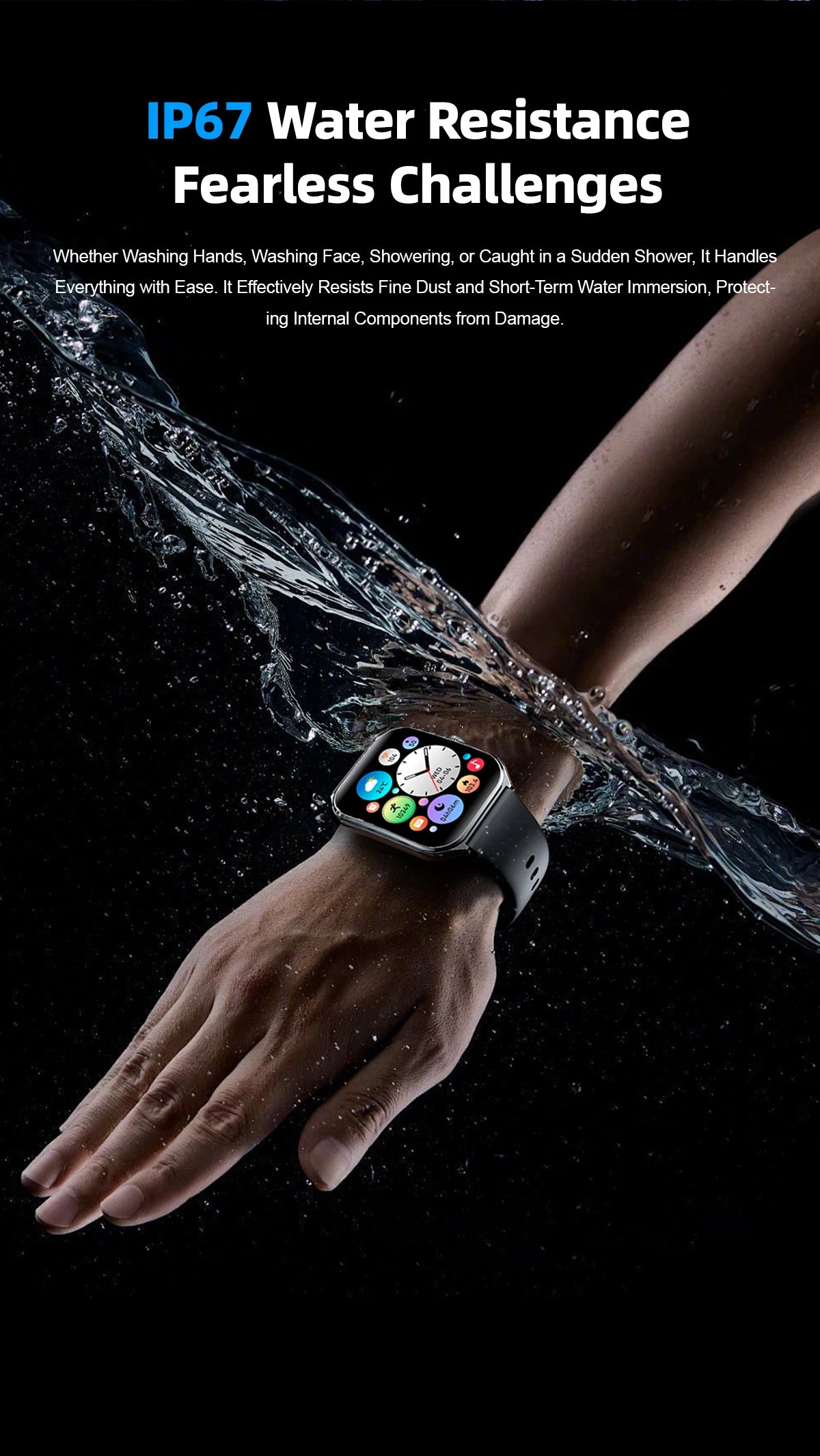 2025 new smart watch, 1.96-inch sports watch, IP67 waterproof, 110+ sports mode, fitness activity tracker, ultra-thin watch.