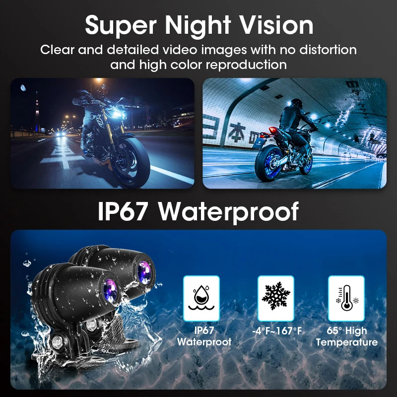 Srnubi 6.86" Motorcycle DVR or Player 1080P Dual Cam GPS Navigation Wireless Carplay Android Auto Stereo Moto Dashcam with TPMS