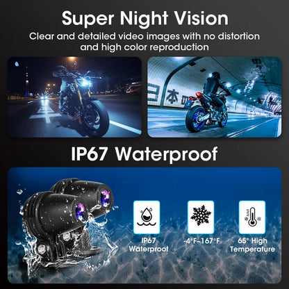 Srnubi 6.86" Motorcycle DVR or Player 1080P Dual Cam GPS Navigation Wireless Carplay Android Auto Stereo Moto Dashcam with TPMS